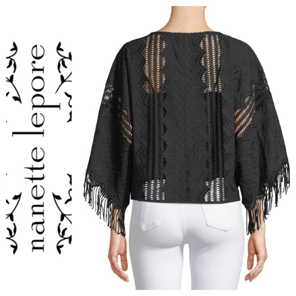 New Nanette Lepore Bahama Mama Top w Fringe Trim - Picture 3 of 6